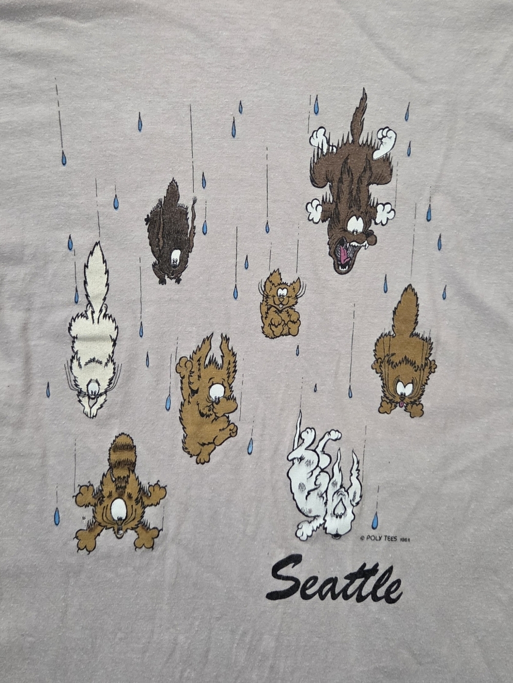 Vintage Single Stitch Seattle Raining Cats And Dogs Shirt - Picture 3 of 10